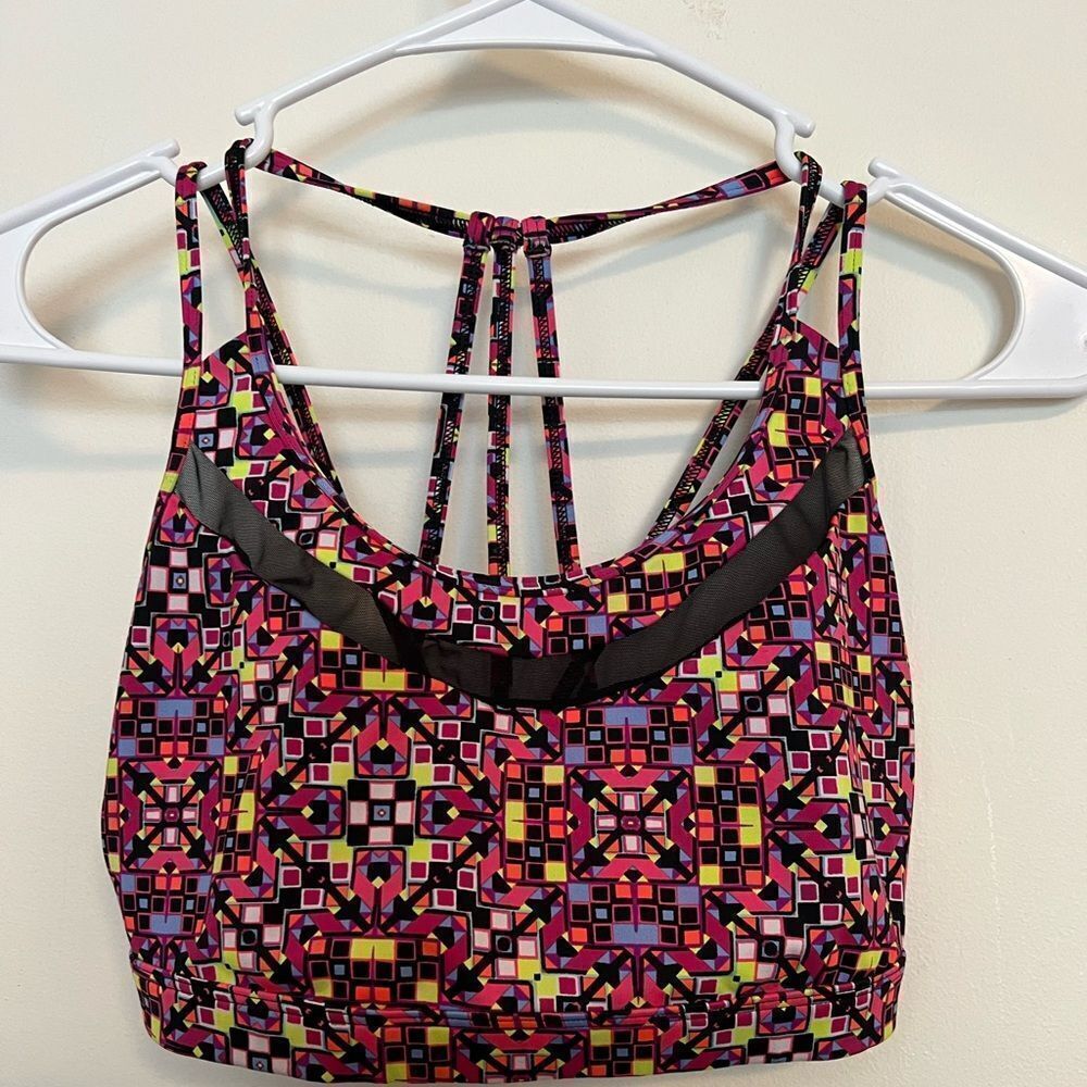 Victoria's Secret Pink and Black Sports Bra with Strappy Back